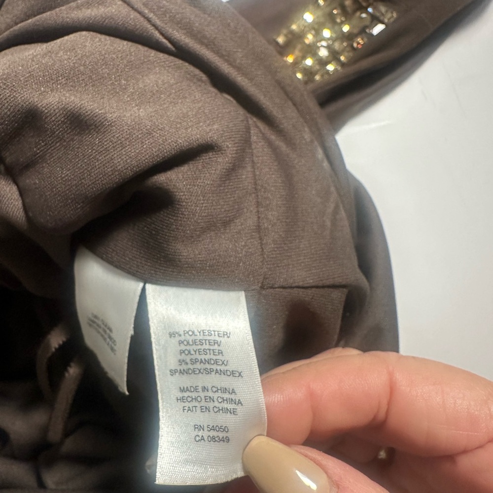 Anne Klein Women’s Size 6 Brown Cocktail Dress With Bronze Rhinestones NWOT - Picture 6 of 11